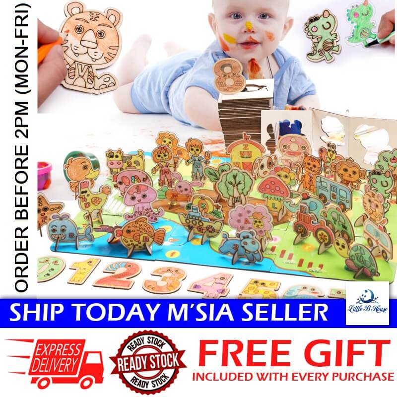 -little-b-house-wooden-diy-3d-puzzle-painting-colouring-animal-number-montessori-toy-mainan-mewarna-bt153