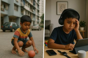 a child in different nostalgic setting in 1990's and current