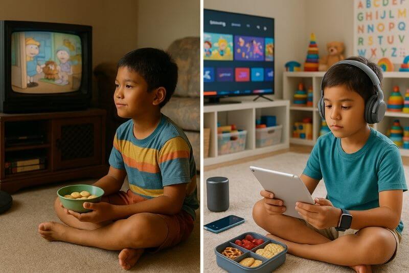 image of two different children raised in different generations
