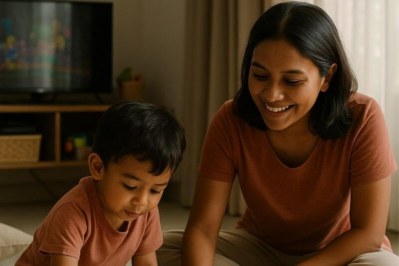 boy and mum enjoying quality time without screens