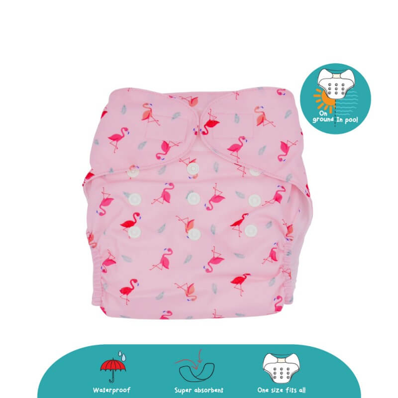 eco-friendly cheekaaboo-2-in-1-reusable-swim-diaper-cloth-diaper-flamingo-summer-paradise