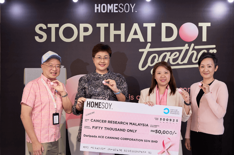 campaign launch photo on backdrop by homesoy for breast cancer awareness drive