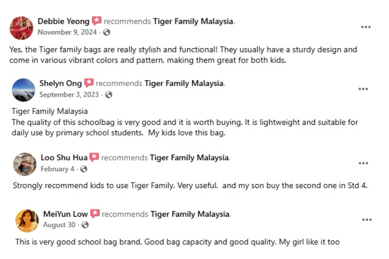 Tiger Family Malaysia school bags for children