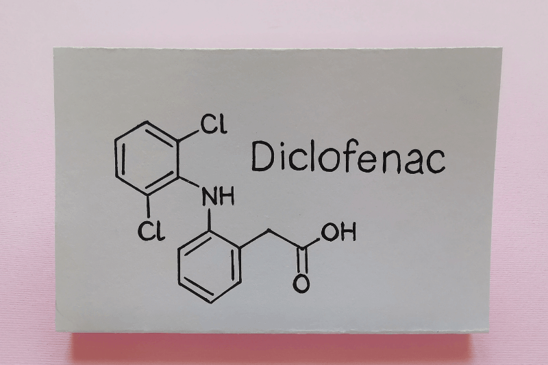 Structural chemical formula of diclofenac molecule