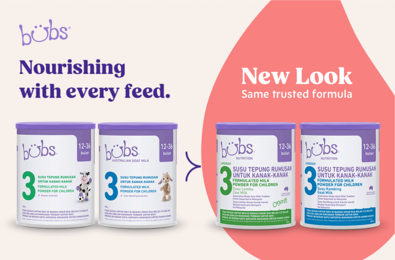 Bubs Malaysia new packaging growing up milk for children