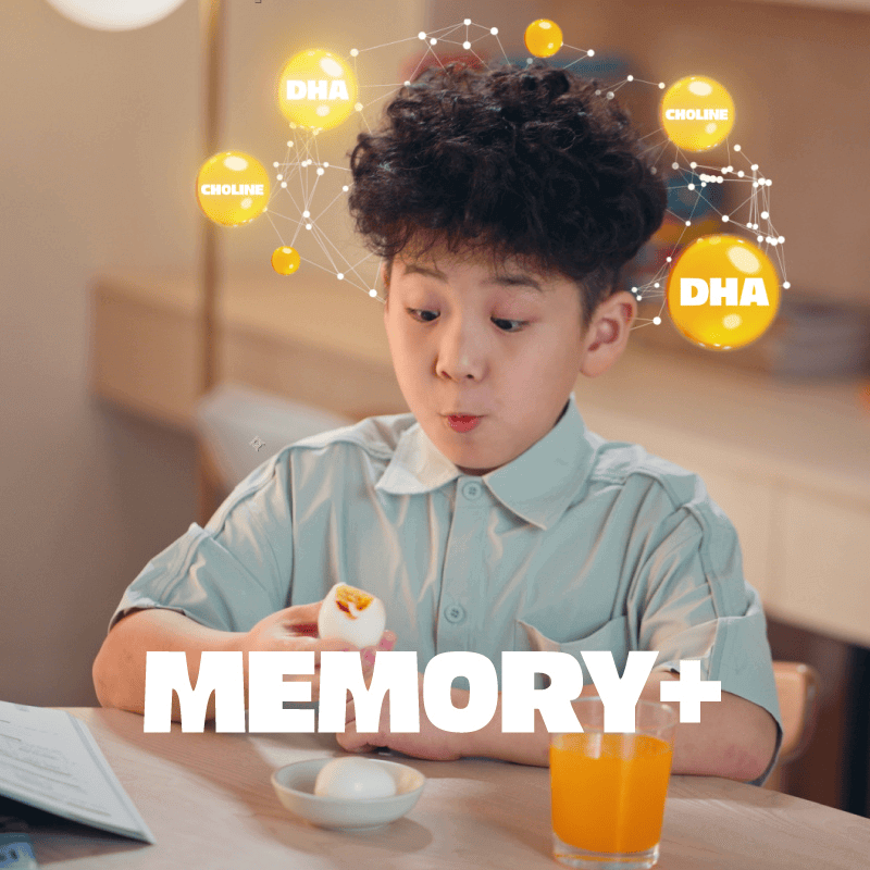 boy enjoying boiled egg for advert showcasing importance of memory in children