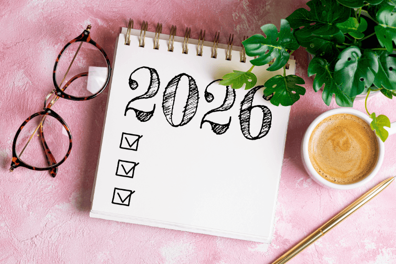 New year resolutions 2026 on desk.