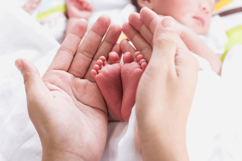 Closeup of newborn baby