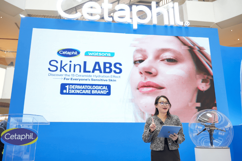 cetaphil roadshow opening speech on podium