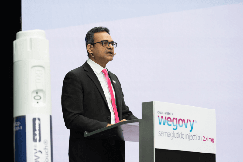 Dr Praful Chakkarwar, General Manager of Novo Nordisk Pharma (M) Sdn.Bhd., delivering his welcome note at the Wegovy® launch event.