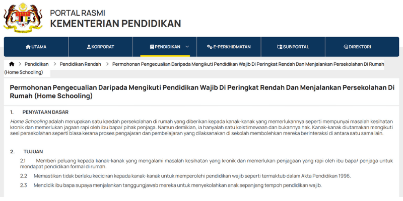 homeschool application in malaysia