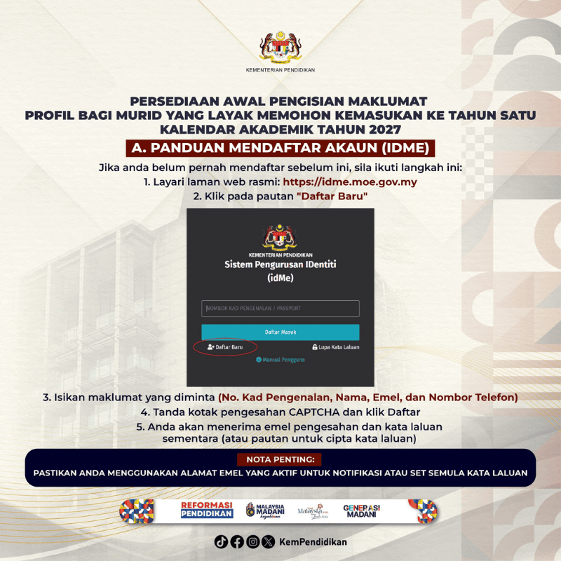 year 1 registration malaysia primary school