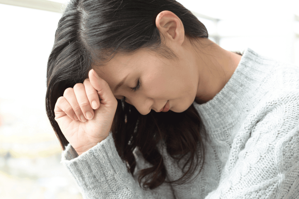 Woman tired getting some rest and resting head