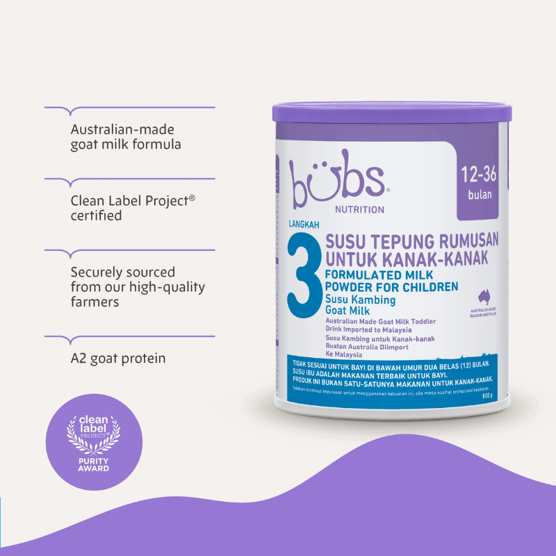 Bubs® Easy-Digest Goat Milk Toddler Drink Stage 3 Wins Best Goat's
