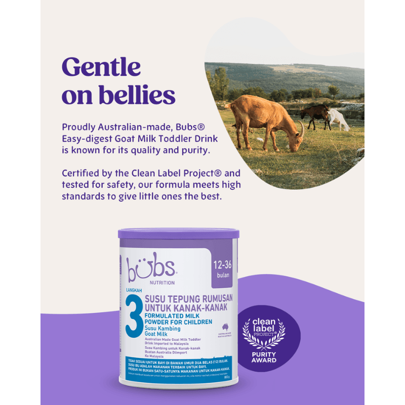 Bubs® Easy-Digest Goat Milk Toddler Drink Stage 3 Wins Best Goat's