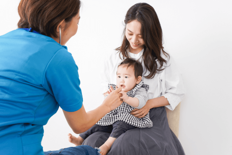 mother and child at the clinic for check up