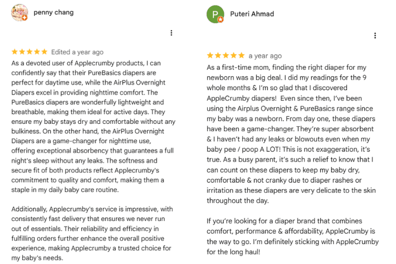 applecrumby diapers testimonials