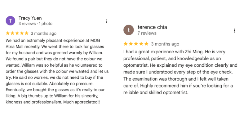 MOG eyes wear testimonials