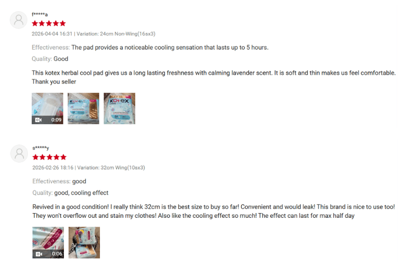 kotex testimonials