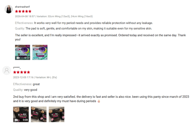 kotex testimonials