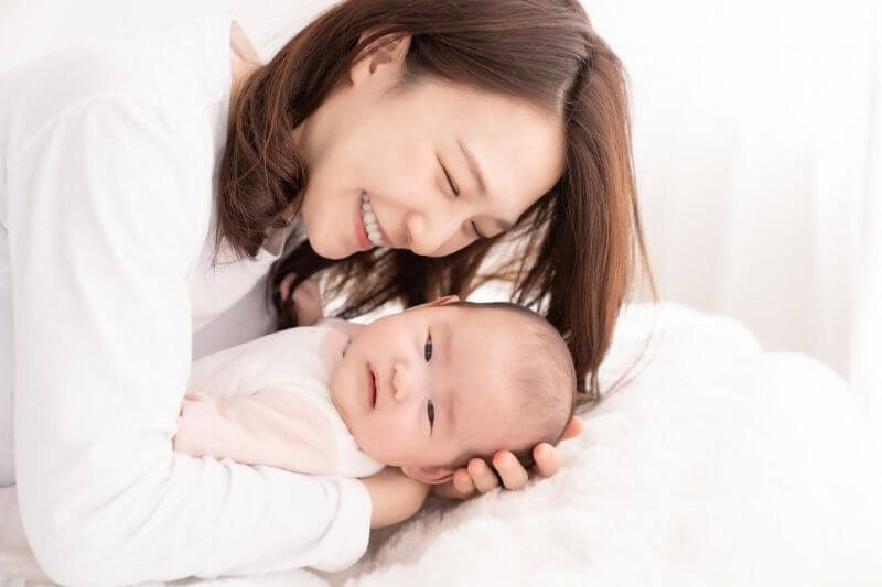 young asian mother and baby