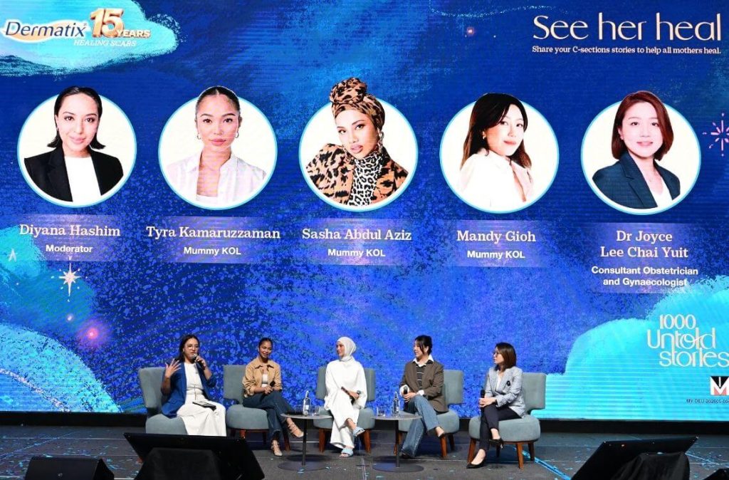 women on stage during launch event podium speech round table