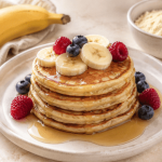 fluffy banana pancakes on a plate