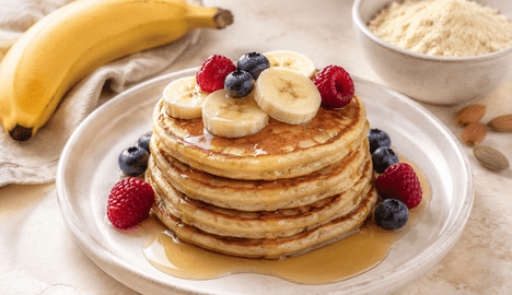 fluffy banana pancakes on a plate