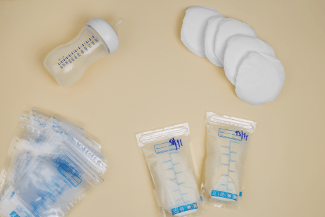 Breast milk storage bottles, storage bags and disposable breast pads
