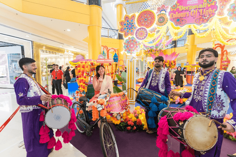 Traditional Indian drummers performing at Sunway Pyramid's Colours of Light Deepavali 2026 celebration