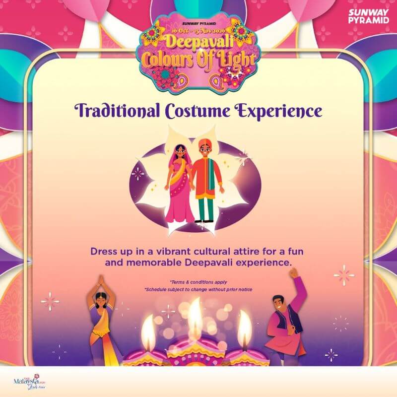 Sunway Pyramid Colours of Light traditional costume experience poster for Deepavali 2026