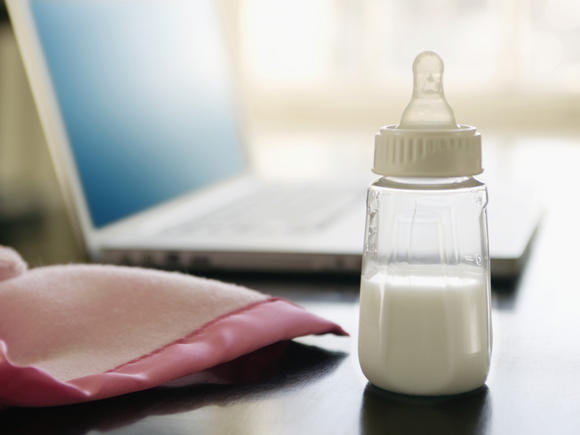 Milk in baby bottle