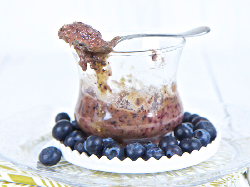 Blueberry puree in a glass