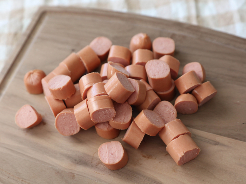 sausages cuts in small pieces