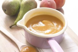 makanan bayi 7 bulan - Puri Buah Peach Dan Pear
