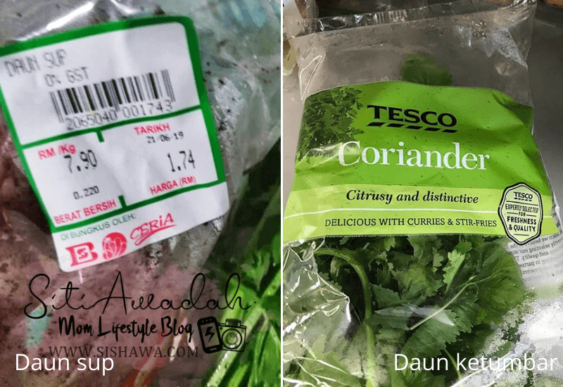 daun ketumbar vs daun sup dari segi label nama 