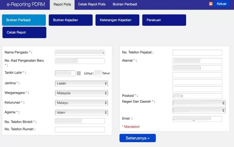 log masuk tekan seterusnya