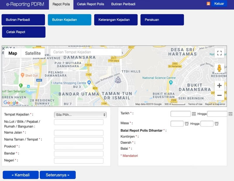 butiran kejadian - cara buat report polis