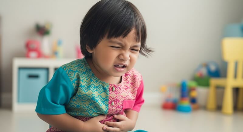 budak lelaki sakit perut akibat sembelit