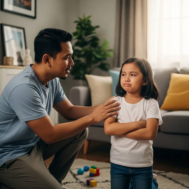 ayah memujuk anak perempuan