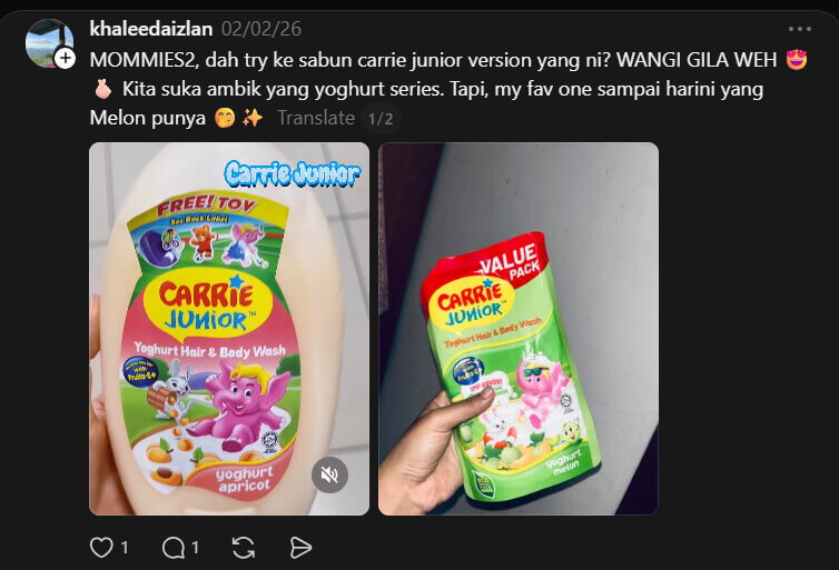 review carrie junior body wash 4